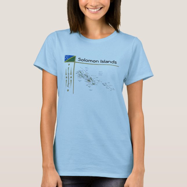 Camiseta Mapa + Bandeira + Título Ilhas Salomão (Frente)