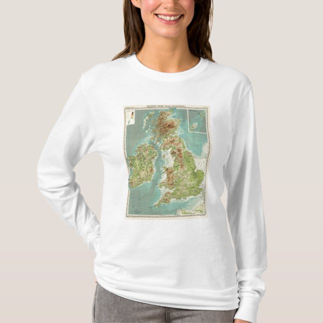 Camiseta Mapa bathyorographical das ilhas britânicas (Frente)