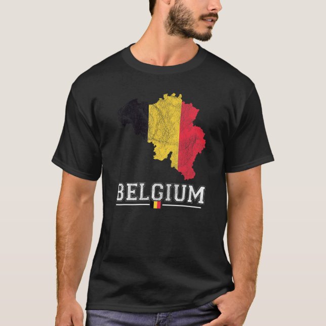 Camiseta Mapa Belga E Bandeira Souvenir Afetaram A Bélgica (Frente)