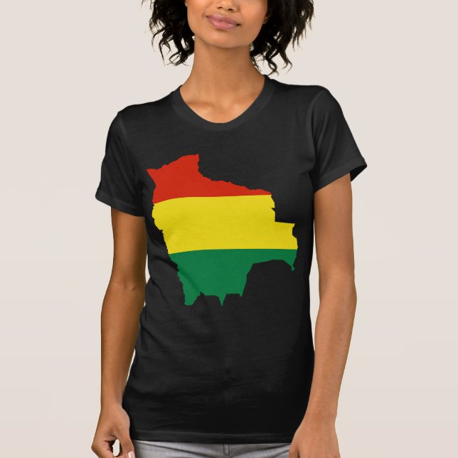 Camiseta Mapa BO da bandeira de Bolívia (Frente)
