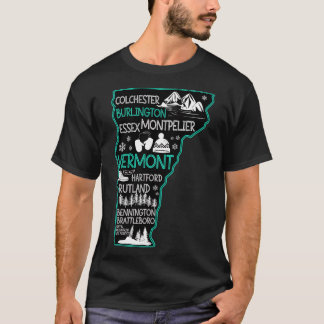 Camiseta Mapa bonito de Vermont Burlington EsRutland Bennin