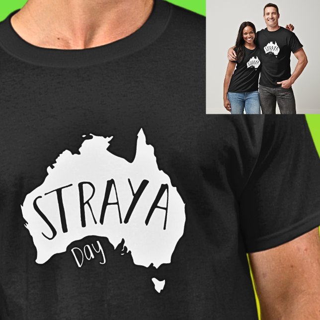 Camiseta Mapa branco da STRAYA para o Dia da Austrália a Es (Criador carregado)