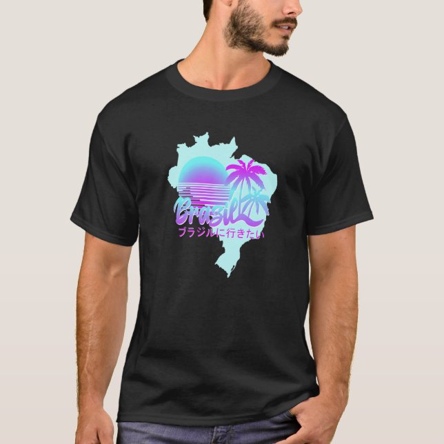 Camiseta Mapa brasileiro do estilo Vaporwave estético brasi (Frente)