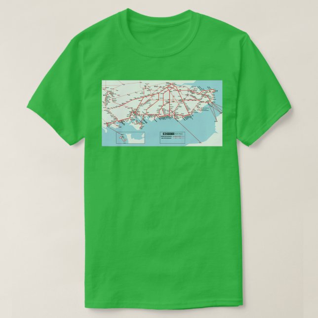 Camiseta Mapa britânico da Região Sul dos Caminhos-de-Ferro (Frente do Design)