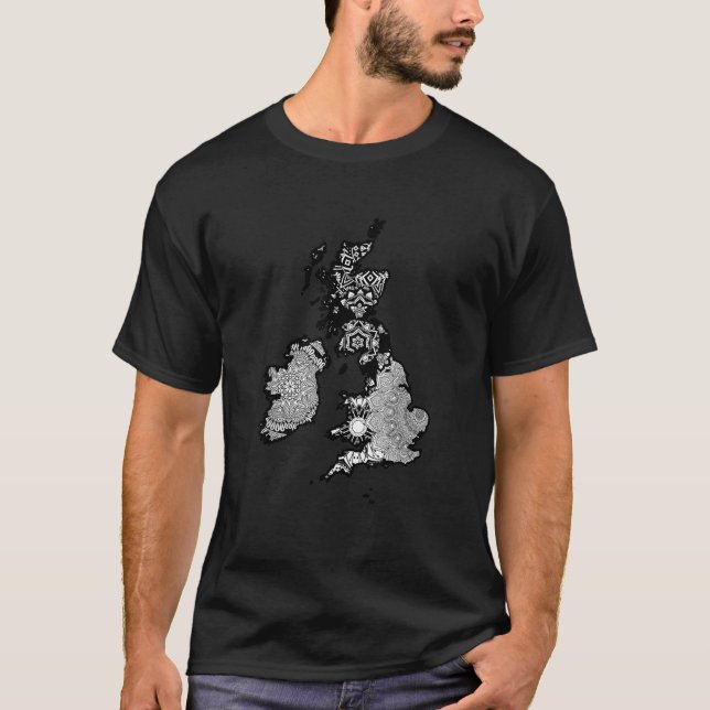 Camiseta Mapa britânico Isles Mandala Excelente Bri (Frente)