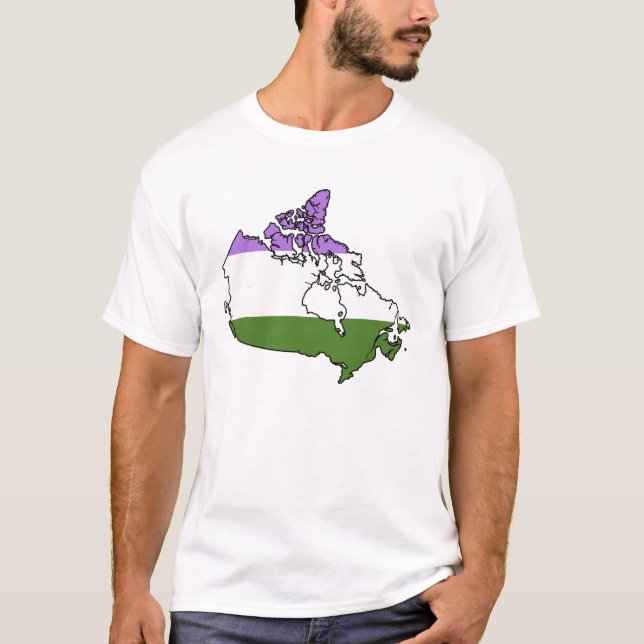 Camiseta Mapa canadense do orgulho do genderqueto - T-Shirt (Frente)