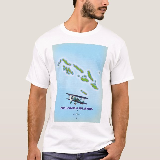 Camiseta Mapa cartográfico das Ilhas Salomão. (Frente)