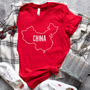 Camiseta Mapa Chinês da Fronteira Nacional da China