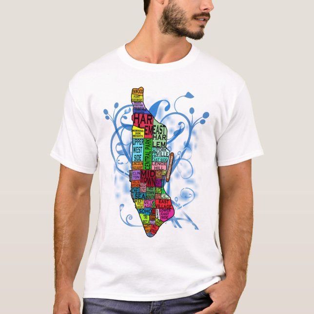 Camiseta Mapa codificado cor de Manhattan (Frente)