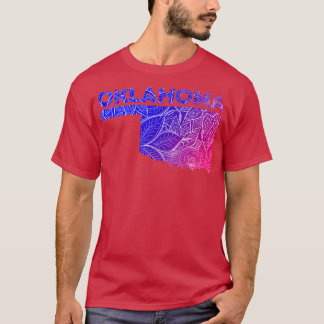 Camiseta Mapa colorida de mandala em Oklahoma com texto em