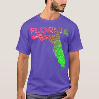 Camiseta Mapa colorida de mandala na Flórida com texto em p