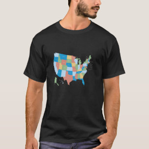 Camiseta Mapa Colorido América Países Continente Geografia
