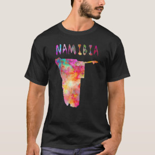 Camiseta Mapa Colorido Da Namíbia Isolada Em Cores De Aquar