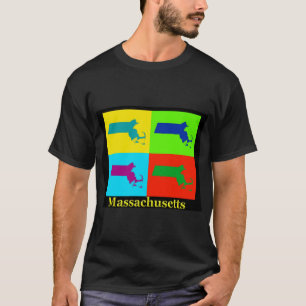 Camiseta Mapa Colorido de Arte de Massachusetts Superdimens