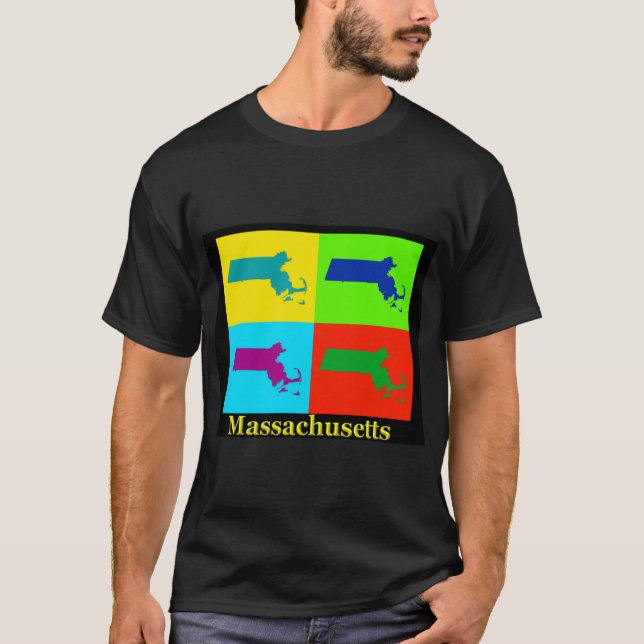 Camiseta Mapa Colorido de Arte de Massachusetts Superdimens (Frente)