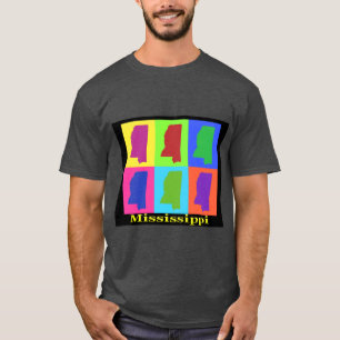 Camiseta Mapa Colorido de Arte do Estado do Mississippi