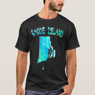 Camiseta Mapa Colorido De Estado Da Ilha Rhode, Isolado, Em