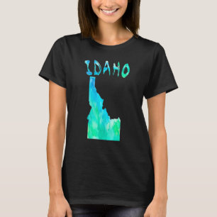 Camiseta Mapa Colorido do Estado de Idaho Isolado em Aquare