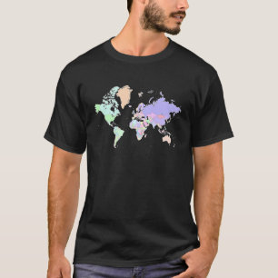 Camiseta Mapa colorido dos países do mundo fronteira intern