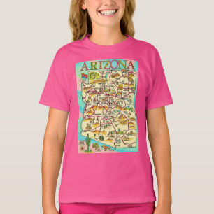 Camiseta Mapa Colorido Ilustrado do Arizona