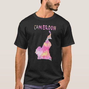 Camiseta Mapa Colorido Isolado De Camarões Em Cor De Água