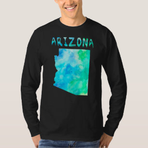 Camiseta Mapa Colorido Isolado Do Estado Da Arizona Em Aqua
