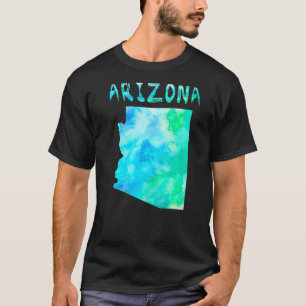 Camiseta Mapa Colorido Isolado Do Estado Da Arizona Em Aqua