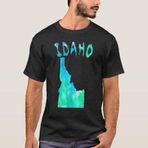 Camiseta Mapa Colorido Isolado Do Estado De Idaho Em Waterc