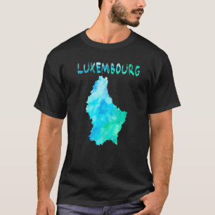 Camiseta Mapa Colorido Isolado Do Luxemburgo Em Aquarela