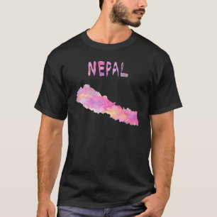 Camiseta Mapa colorido isolado do Nepal com coloração d'águ