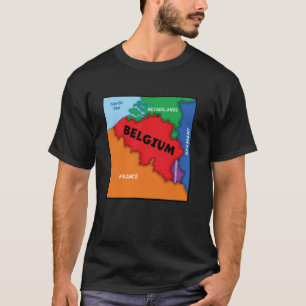 Camiseta Mapa colorido simplificado da Bélgica, contagem vi