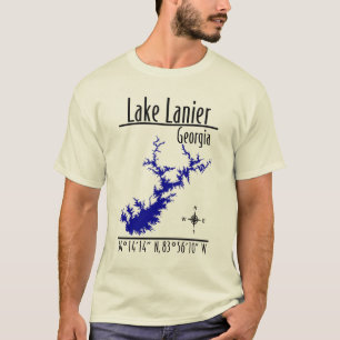 Camiseta Mapa Coordenadas Lago Lanier Geórgia
