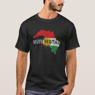 Camiseta Mapa Curdo e Bandeira Souvenir Kurdistanão Abatido