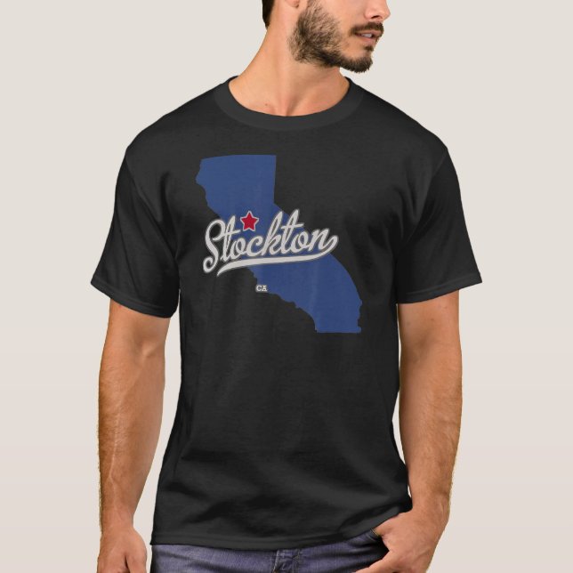 Camiseta Mapa da AC do Stockton California (Frente)