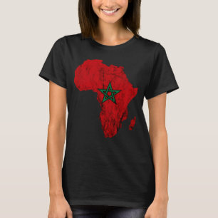 Camiseta Mapa da África Descreve Bandeira de Marrocos Viage