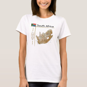 Camiseta Mapa da África do Sul + Sinalizador + Título T-Shi