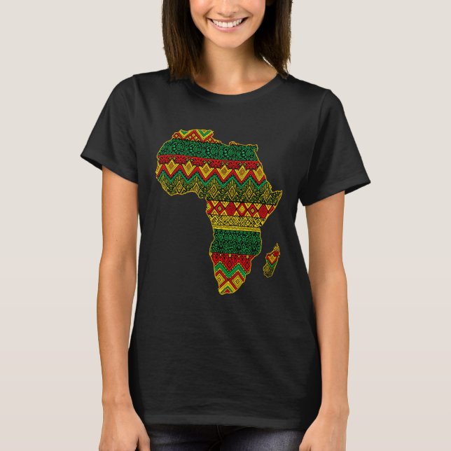 Camiseta Mapa da África Kente Juneteenth Afro-Americano Pre (Frente)