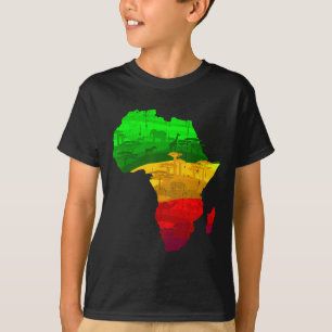 Camiseta Mapa da África Orgulhoso Verde Amarelo Vermelho Or