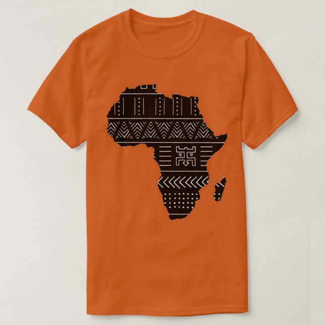 Camiseta Mapa da África - Padrão étnico preto e branco (Frente do Design)