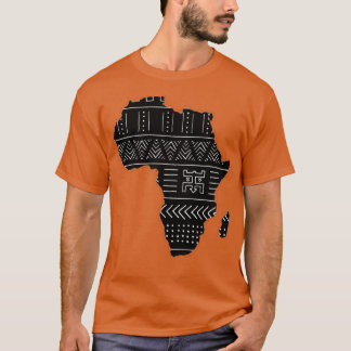 Camiseta Mapa da África - Padrão étnico preto e branco