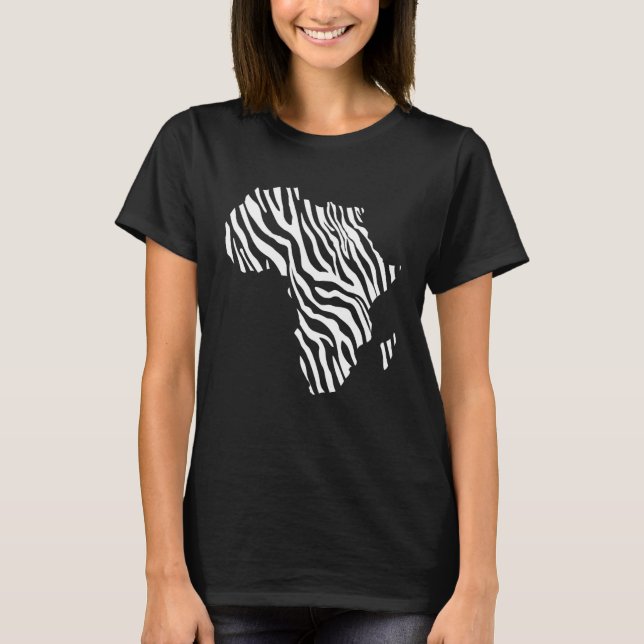 Camiseta Mapa da África Preenchido Com Impressão de Listras (Frente)