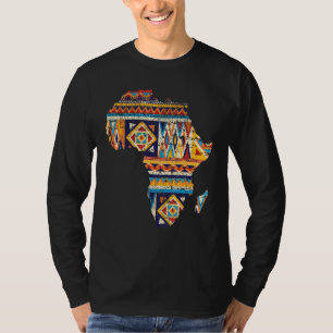 Camiseta Mapa da África Tecido Kente Kwanzaa Homens Mulhere