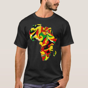 Camiseta Mapa da África Verde Amarelo Vermelho Orgulho Afri