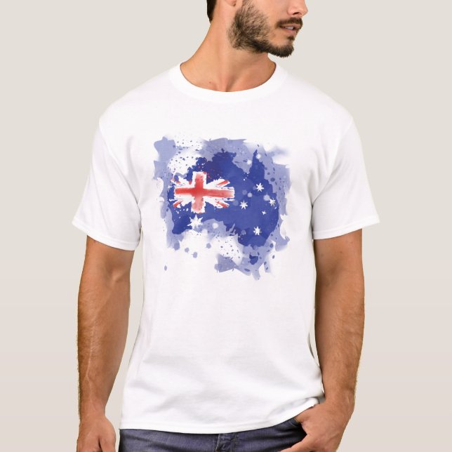 Camiseta Mapa da aguarela de Austrália (Frente)