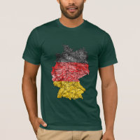 Camiseta Mapa da Alemanha com Cores da Bandeira