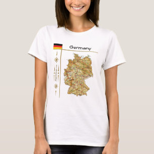 Camiseta Mapa da Alemanha + Sinalizador + Título T-Shirt