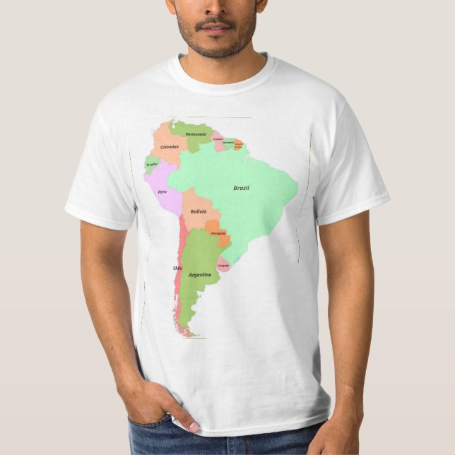 Camiseta Mapa da América do Sul (Frente)