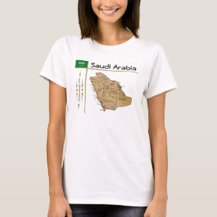 Camiseta Mapa da Arábia Saudita + Sinalizador + Título T-