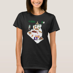 Camiseta Mapa Da Argélia: Marca Das Grandes Cidades