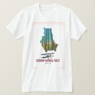 Camiseta Mapa da Arizona Nacional Florestal de Coconino nos
